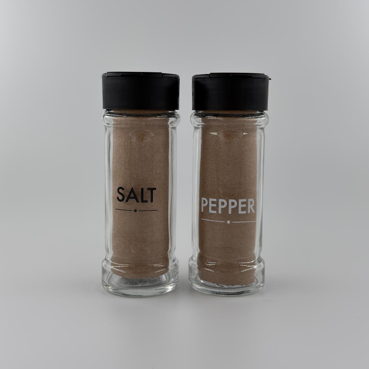 Salt & Pepper Shakers Set – 2 Pcs | Kitchen & Dining Spice Shakers | Permanent Glass Print