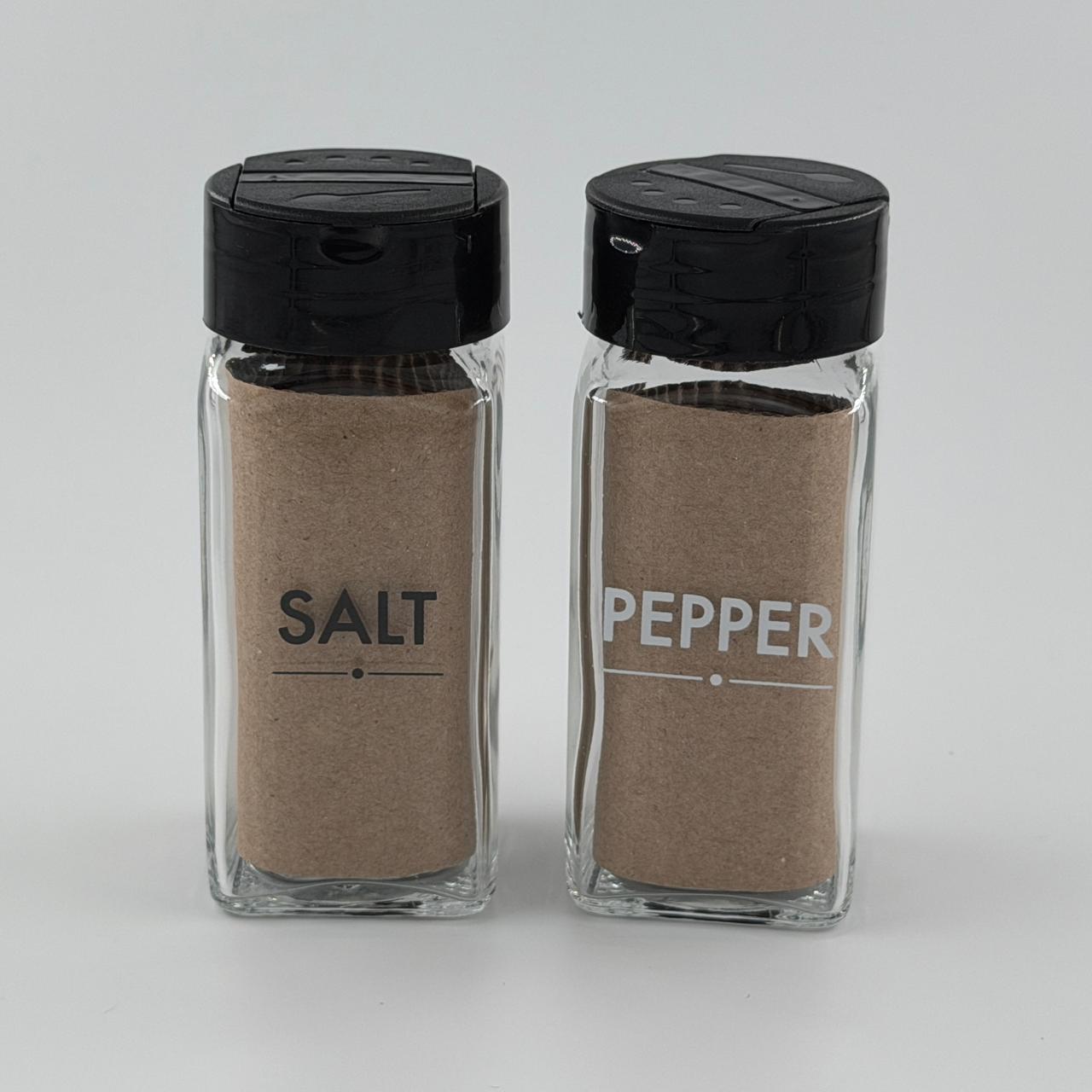 Salt & Pepper Shakers Set – 2 Pcs | Kitchen & Dining Spice Shakers | Permanent Glass Print| Square shape